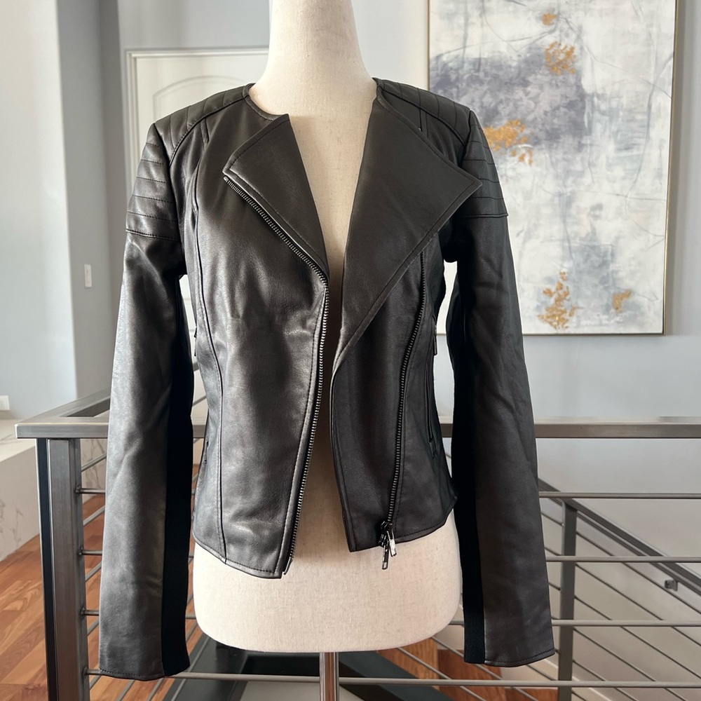 Bailey 44 Gunmetal Knox Faux Leather Jacket, Size 0 - Picture 2 of 15